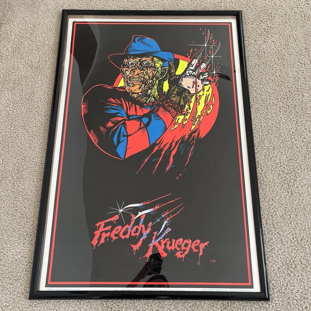 Vintage Freddy Krueger Blacklight Felt Poster Rolled 35"x23" Late 80s RARE READ!
